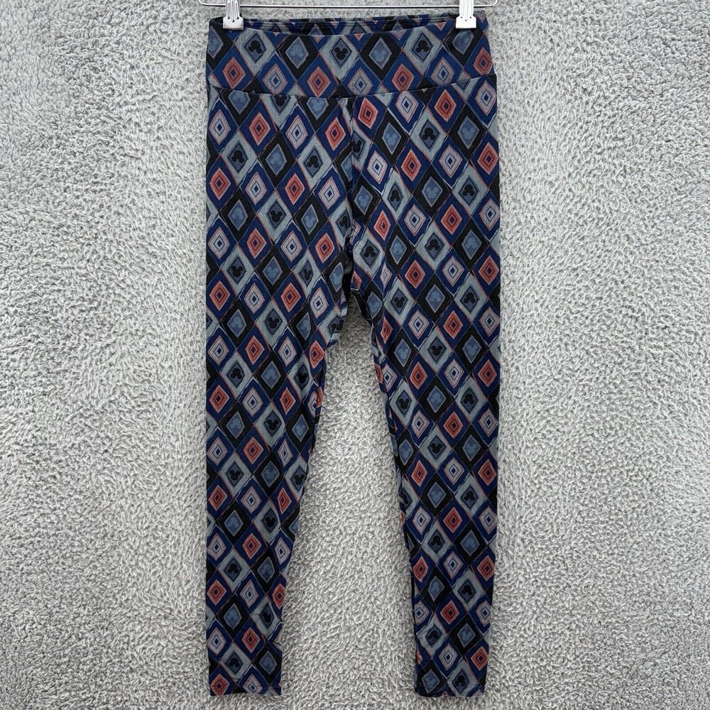 LuLaRoe Womens One Size Leggings Blue Multicolor Mickey‎ Mouse Geometric Disney